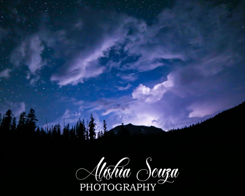 Lightning Strike over Lassen Volcano in Lassen National Park