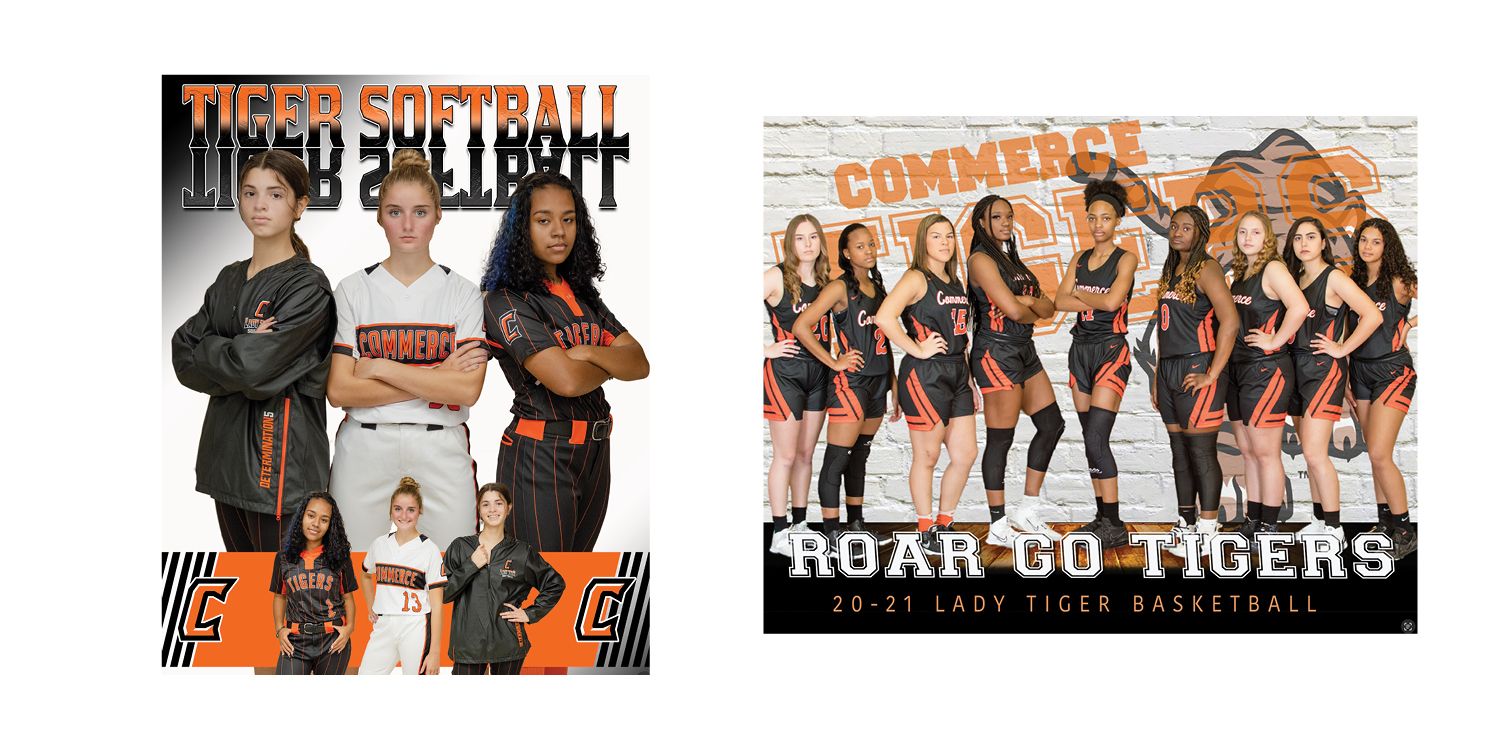 Two Oklahoma State University sports promotional graphics featuring team branding and silhouettes in orange and black colors.