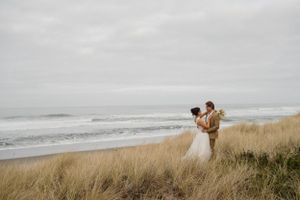 Bride and Groom by the ocean