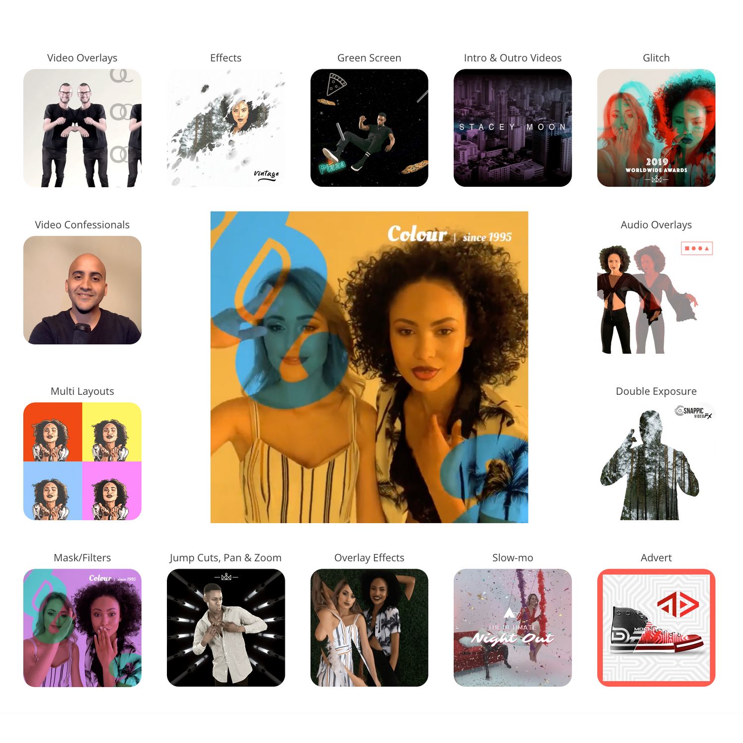 Grid layout of album artwork featuring various artistic portraits and designs.