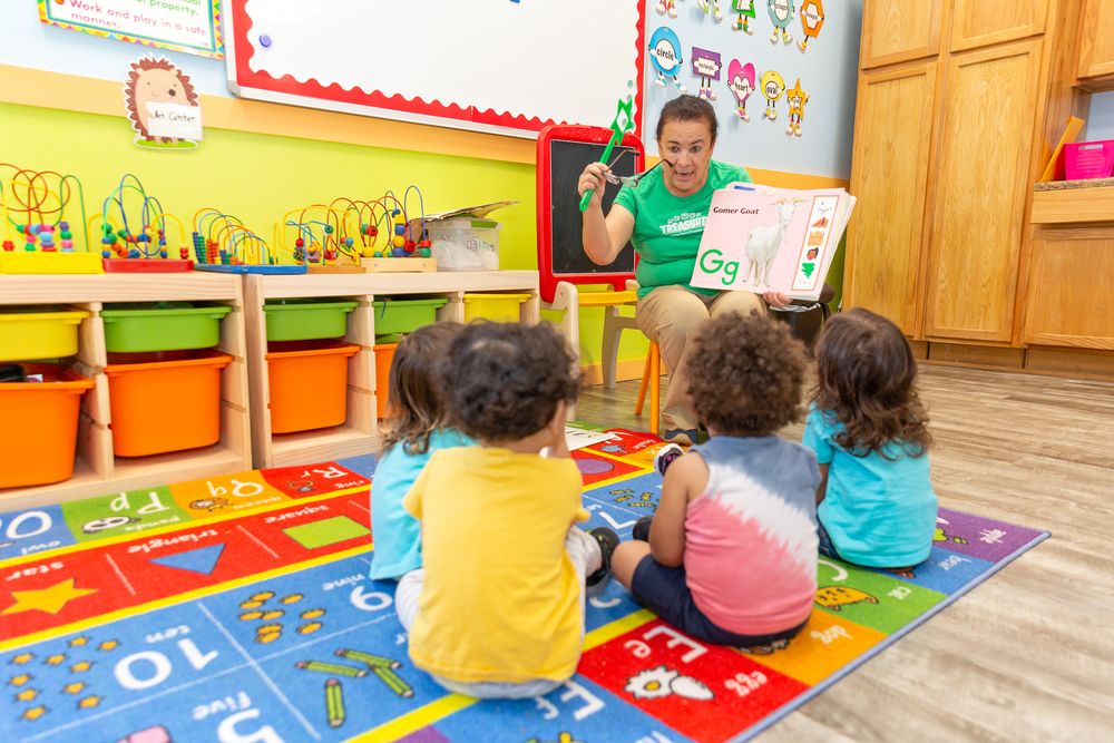 Early learning classroom with colorful educational materials and carpeted floor.
Schools photography.
