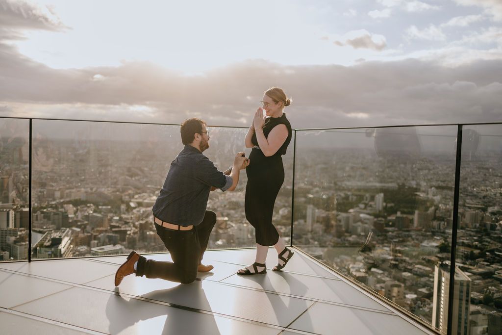 Couple proposal and engagement photography at Shibuya Sky Tokyo Japan