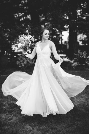 A bride dances before her wedding ceremony at Bhachu Vineyard in Martinez, CA.