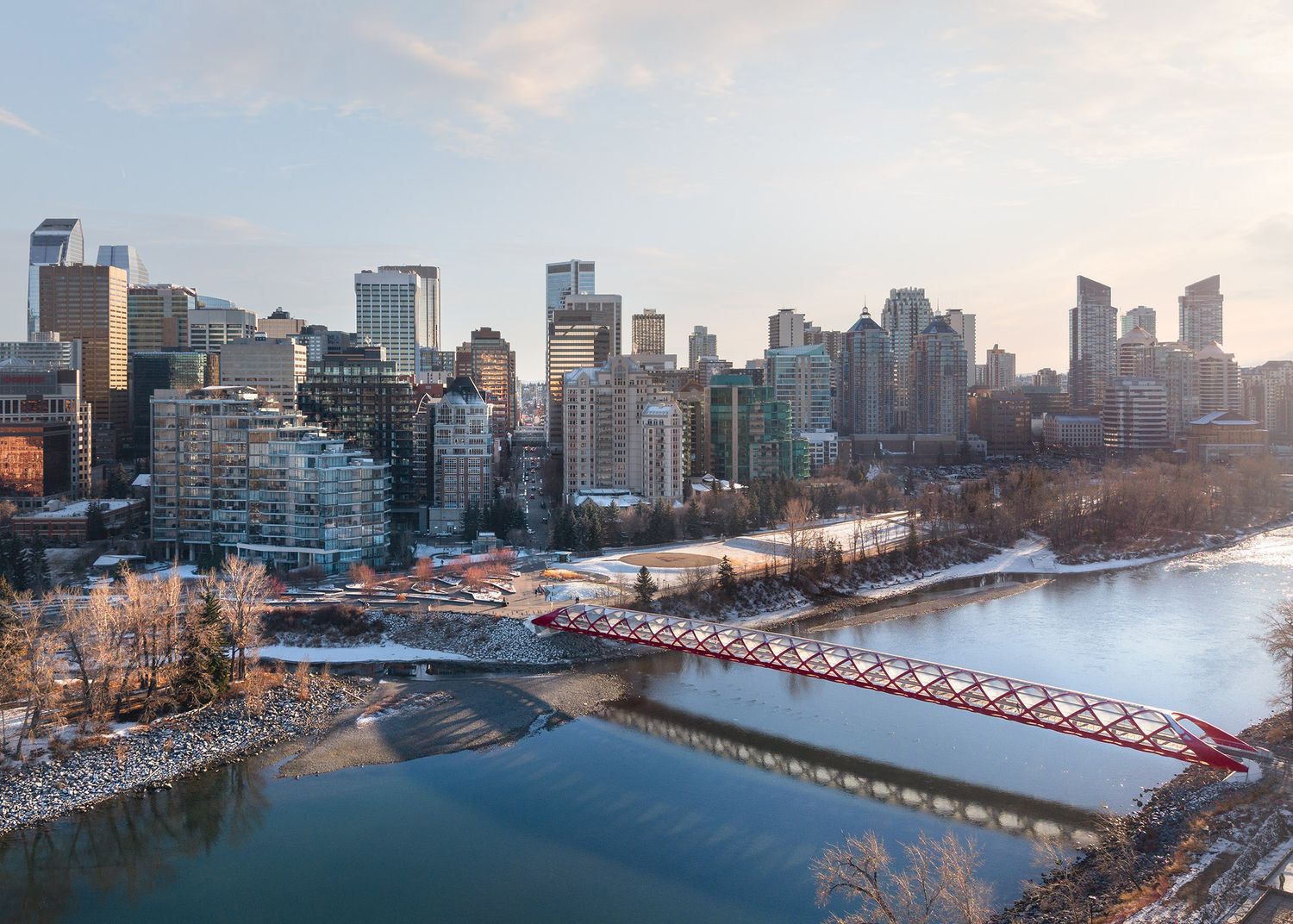 Professional twilight architectural photography of a mixed-use development