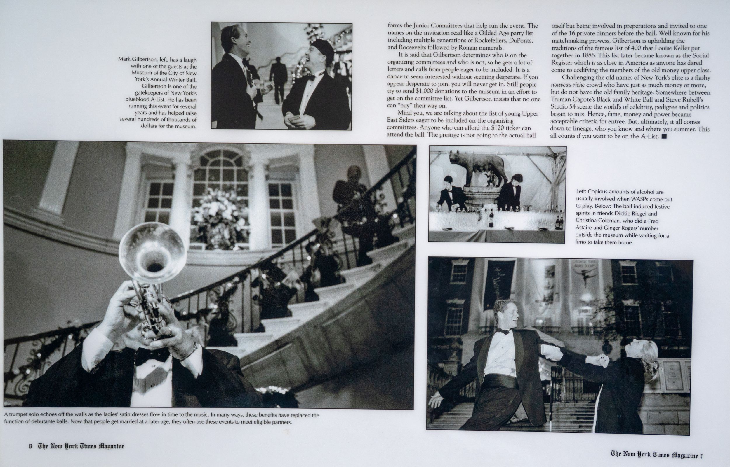 A series of vintage black and white photographs arranged in a horizontal row showing historical moments and gatherings.