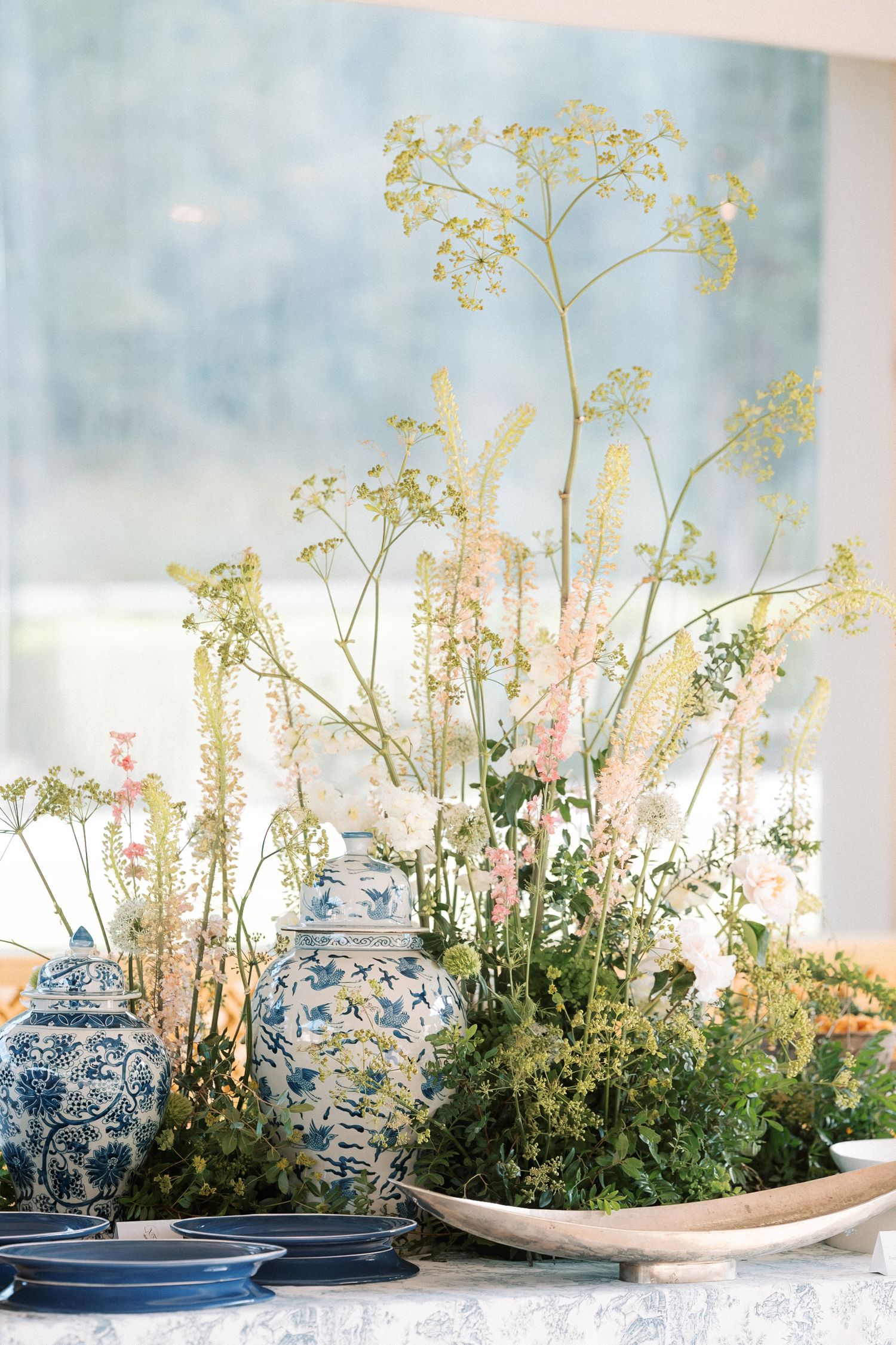 Classic and elegant wedding décor inside historic palace in Portugal