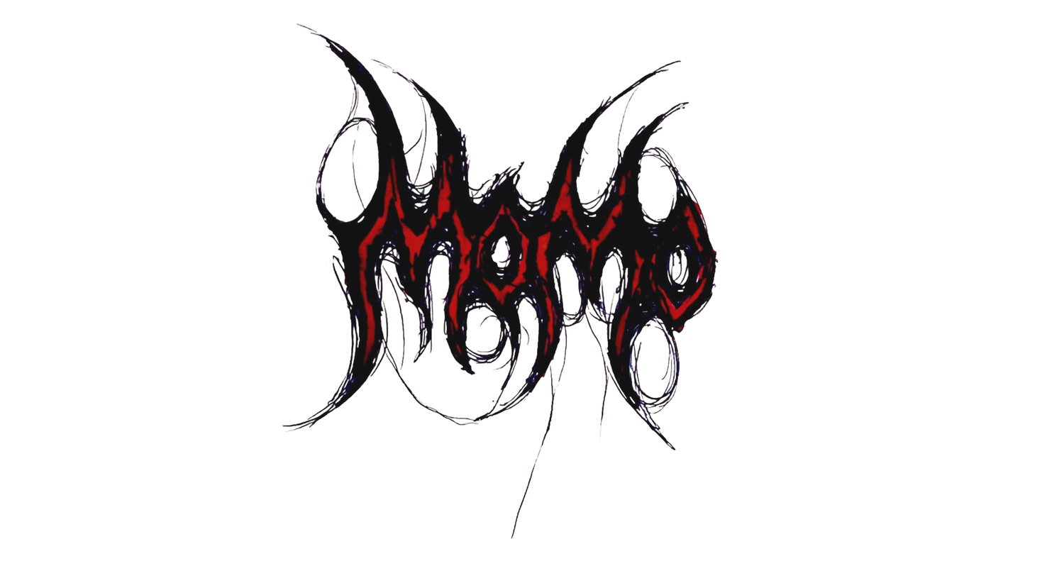 Black and red stylized tribal metal band logo design with sharp pointed edges and dramatic dripping effect.