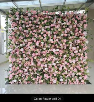 Beautiful flower wall backdrop, perfect for adding a floral touch to photo sessions and creating a charming atmosphere for any event.