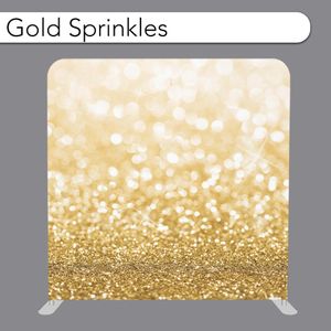 Enhance your celebration with a stunning gold sprinkler backdrop for your photo booth, adding a touch of glamour and sparkle to your event!