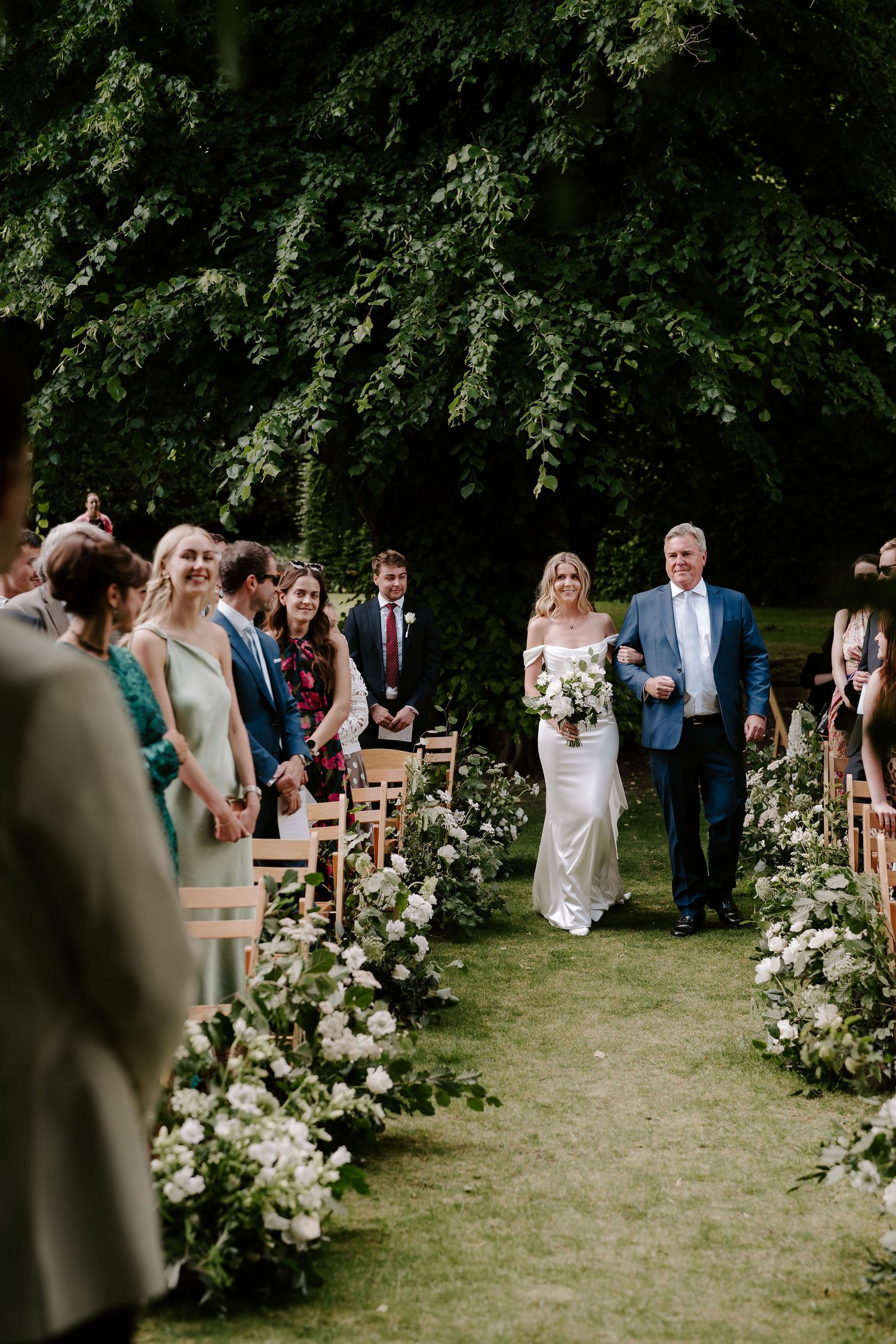 father giving bride away during ceremony at hamswell house in bath