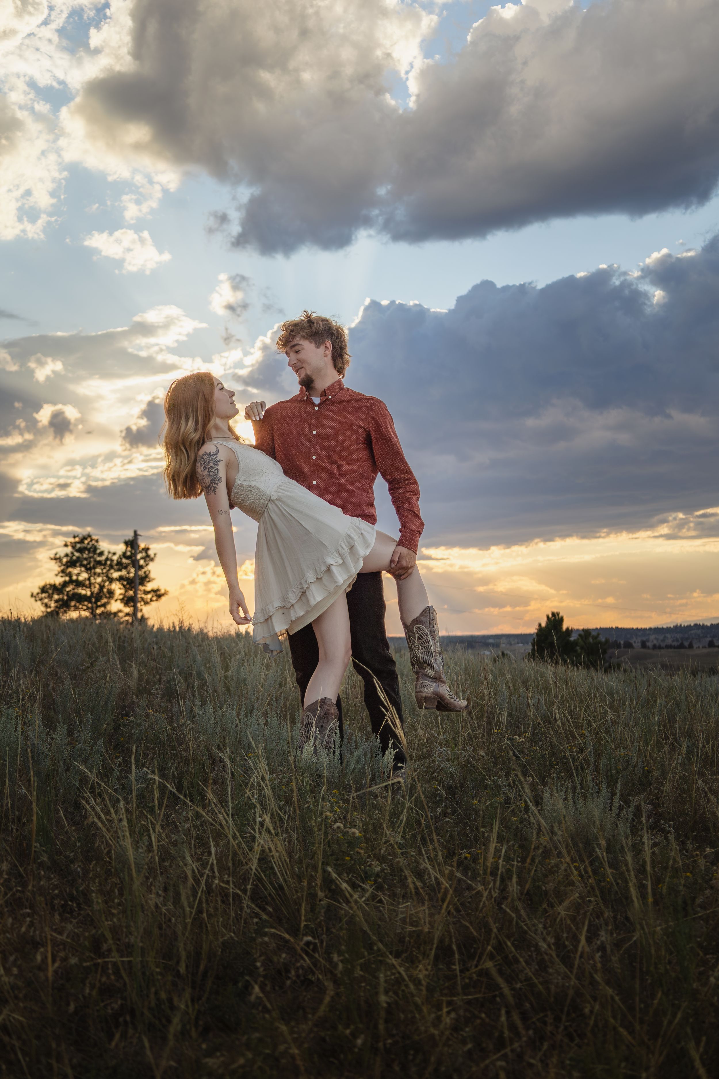 Joey and Trinity share a heartfelt moment, glowing with love and connection in a beautifully captured couples portrait session.