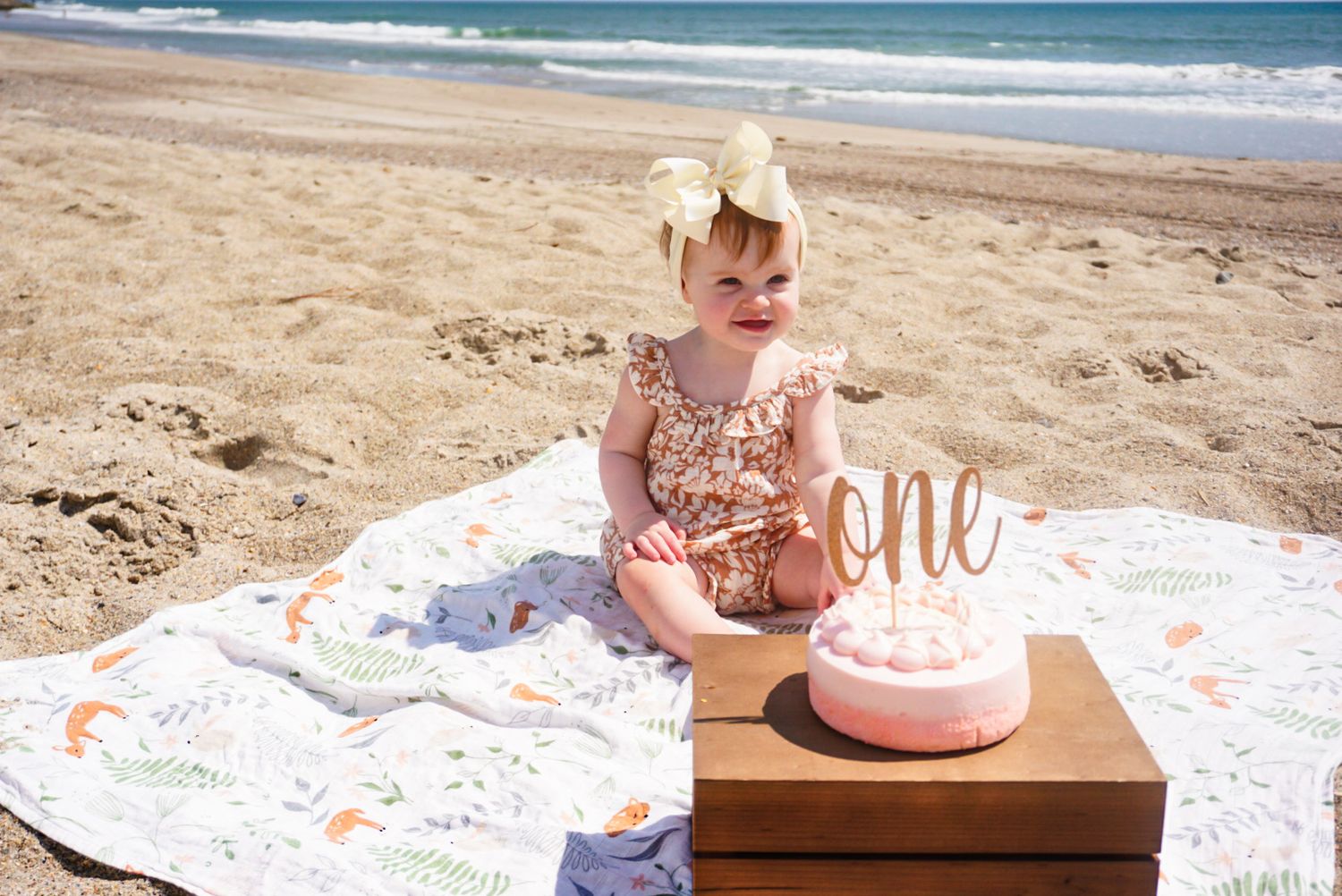 Beach, ocean, cake smash portrait