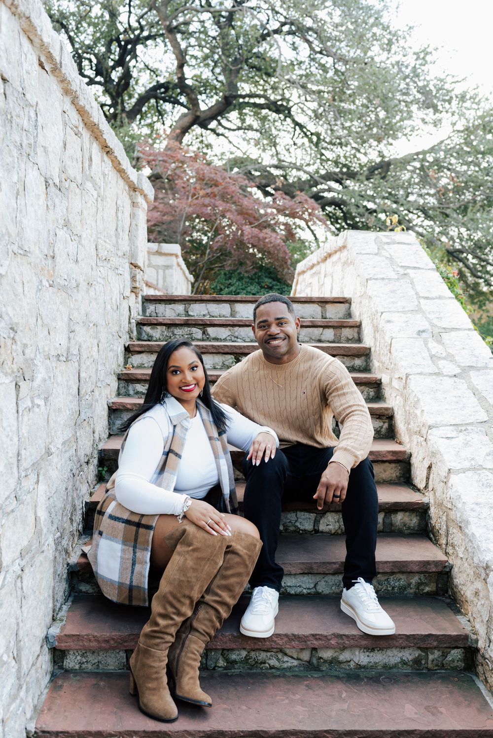 Scenic engagement session in Dallas with timeless romantic vibes