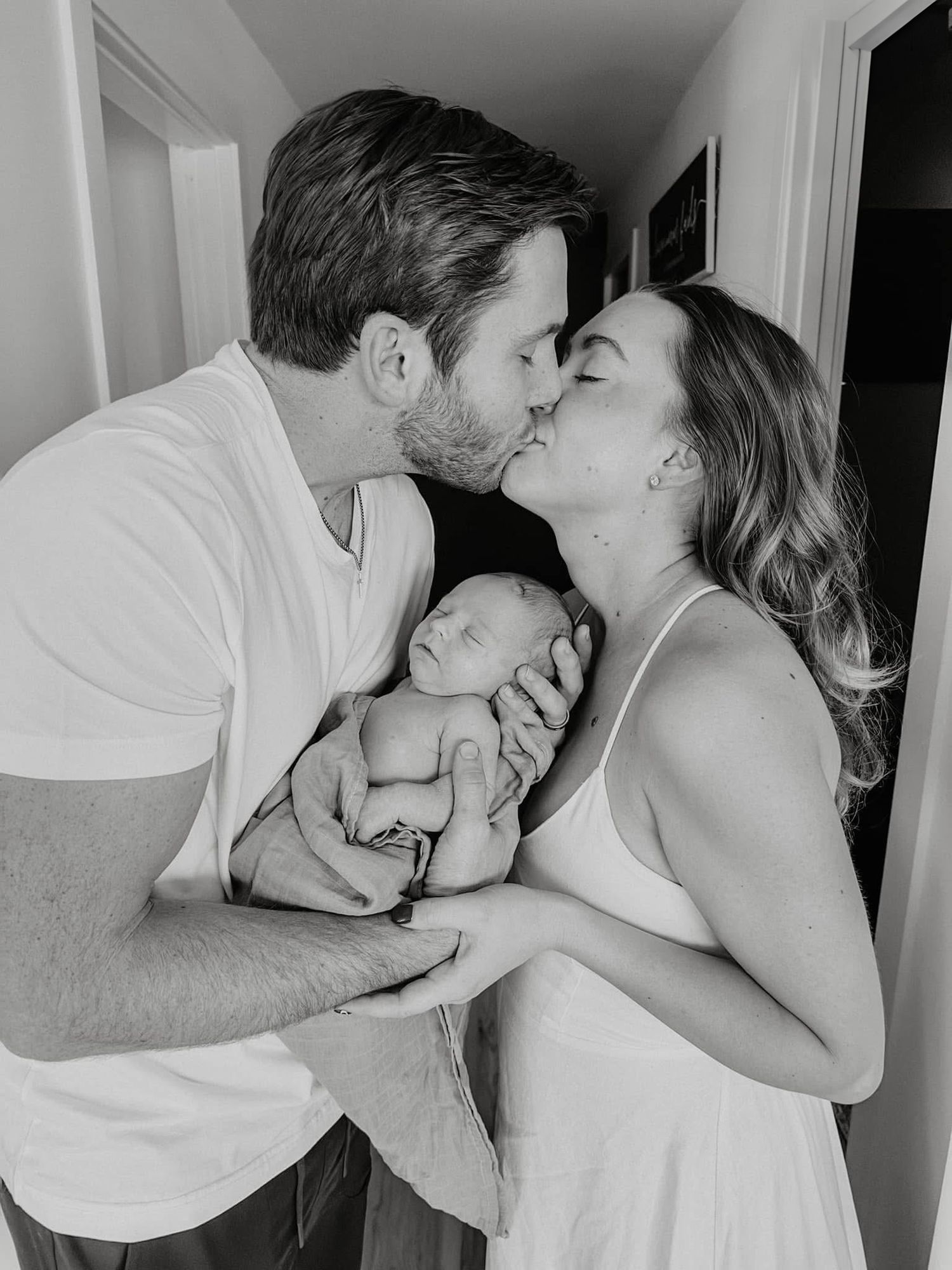 Intimate black and white photographs capturing tender moments between a couple.