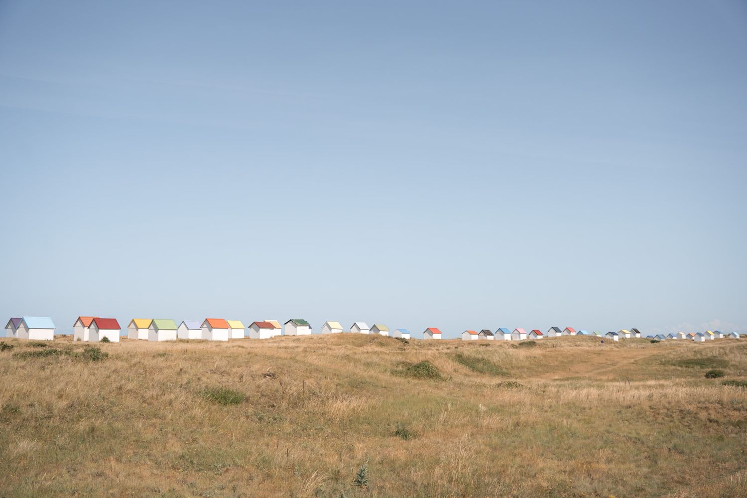 Cabines de Gouville-sur-mer dans le département de la Manche en Normandie - Cotentin.