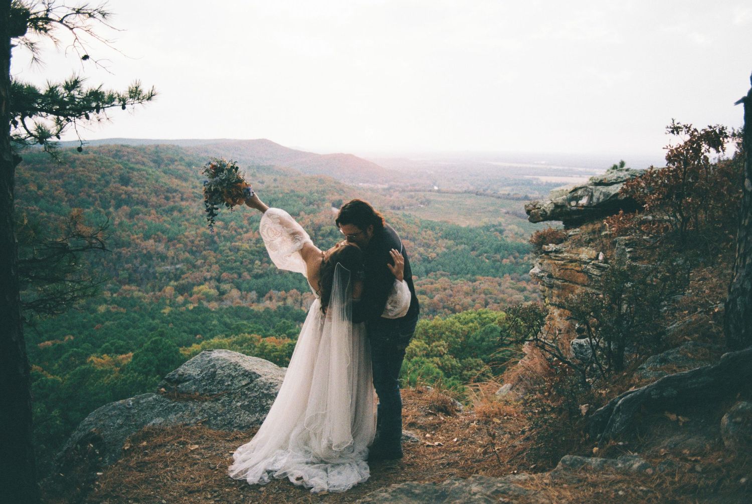 petit jean weddings on film dip kiss, Springfield film photographer