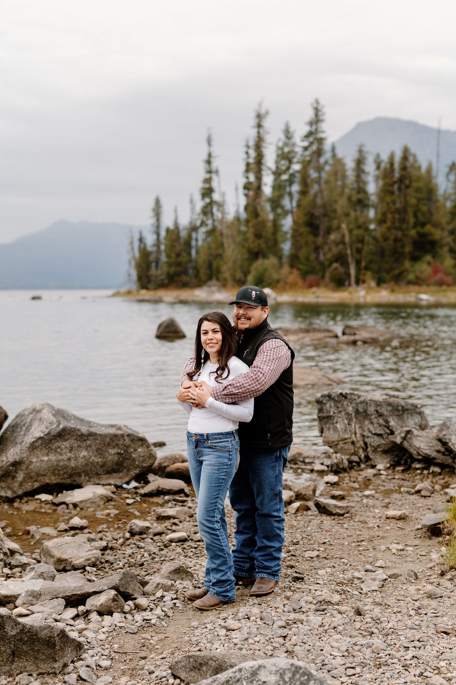 Lakeside engagement photos in Lake Wenatchee State Park