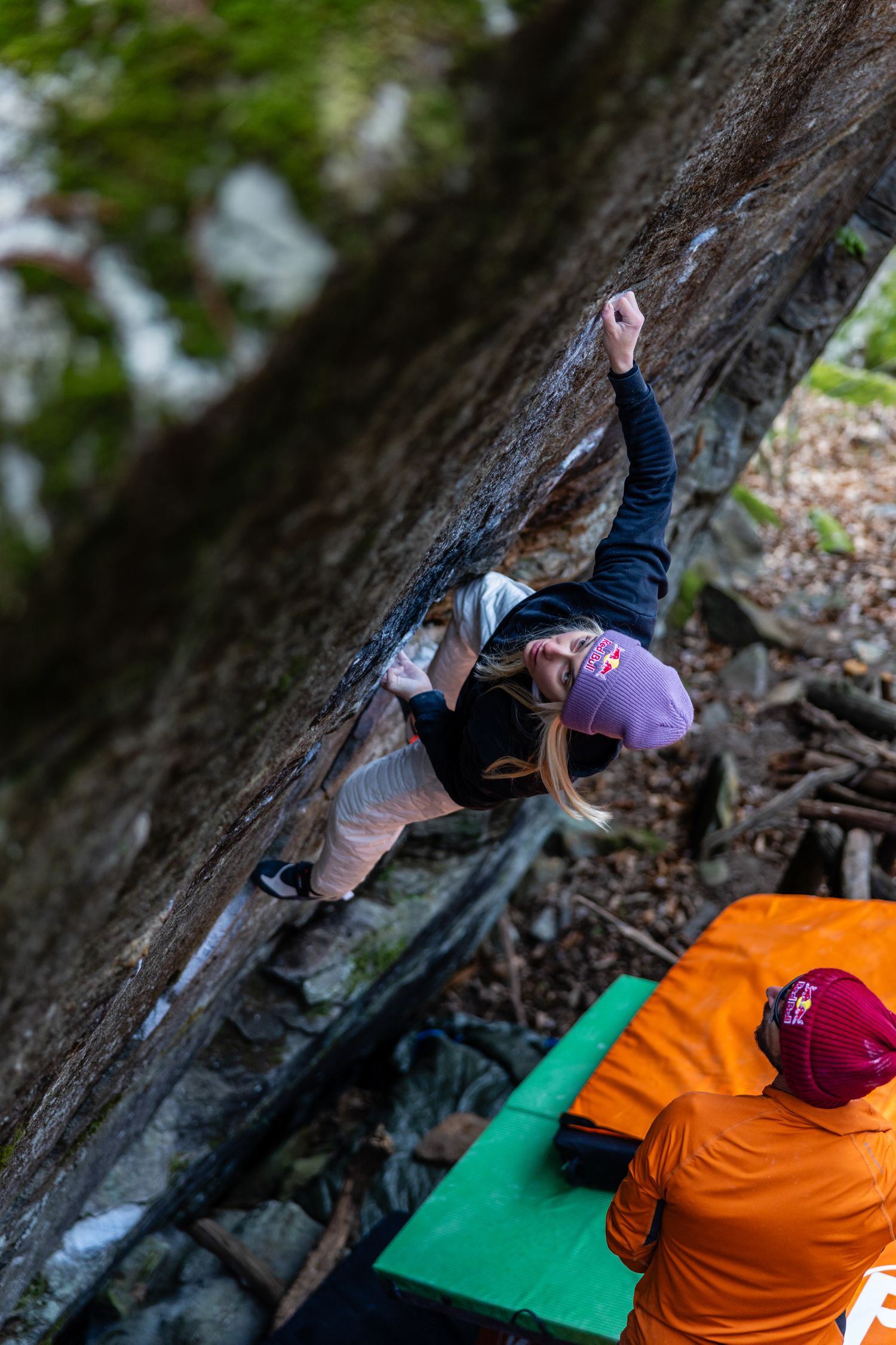 Janja Garnbret climbing during the Bouldering Camp in Ticino, Switzerland on November 24, 2025. Photo Jan Virt.