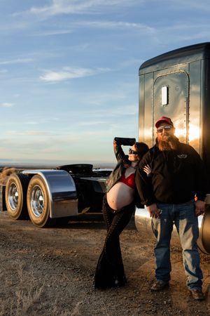 Semi truck maternity sessions in Wyoming & Utah. Document pregnancy, love, and family moments beautifully and authentically