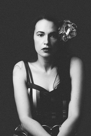 Dramatic black and white portrait of a person in vintage style  photographed in NSW by Wollongong portrait photographer Serene Coleman