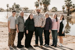 Cinematic family photography captured outdoors in the Arizona desert.