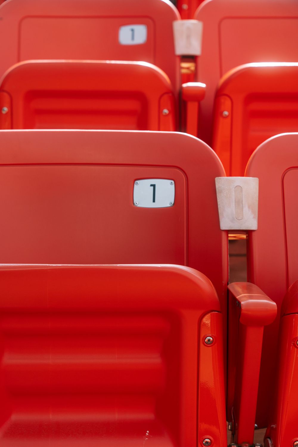 Close-up of outdoor stadium chairs