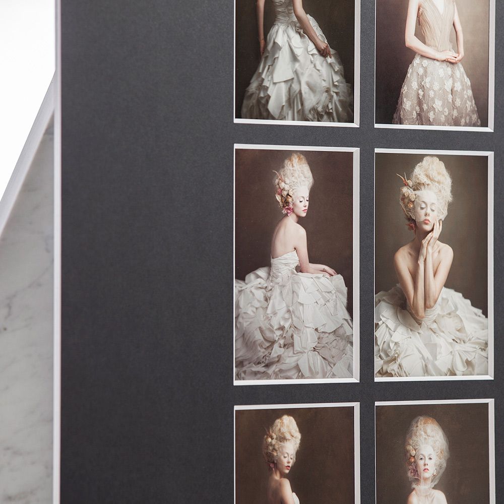 Elegant double-frame wall art with professional studio branding portrait.