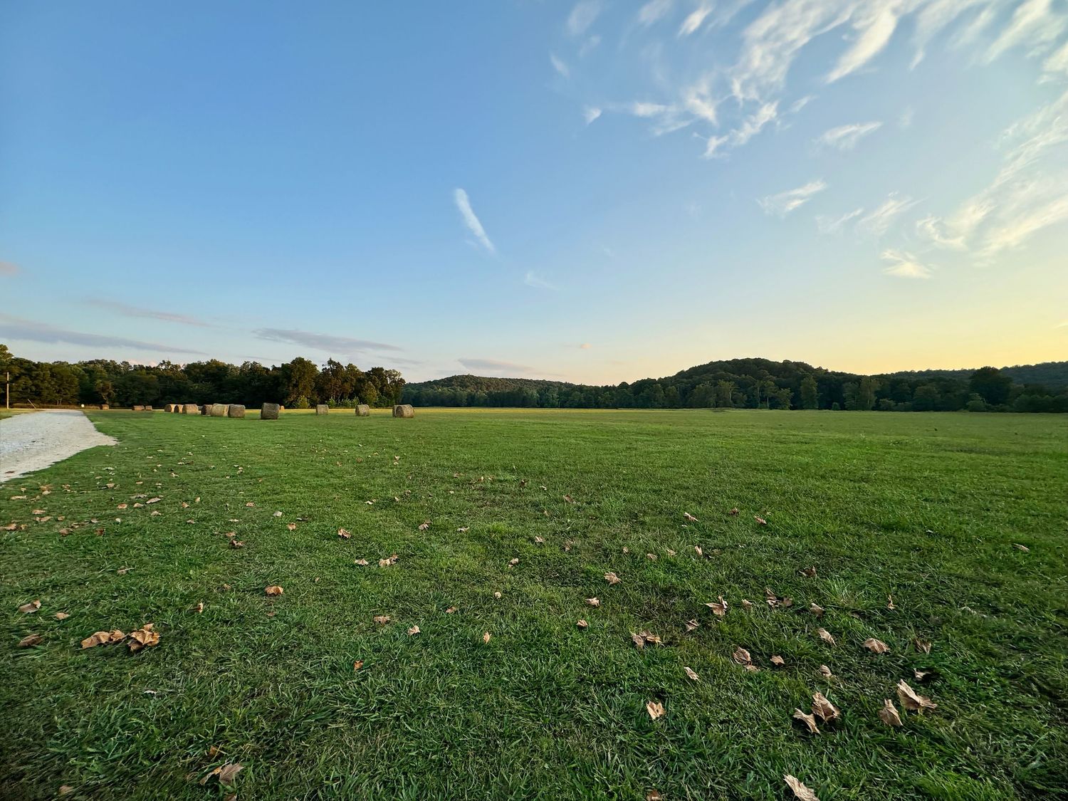 fine art photograph of a wide open green pasture and bright blue sky