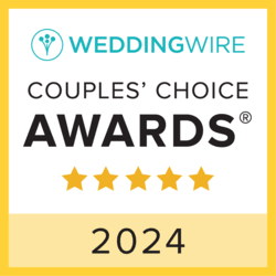 WeddingWire Couples Choice Awards 2024 badge with five gold stars.