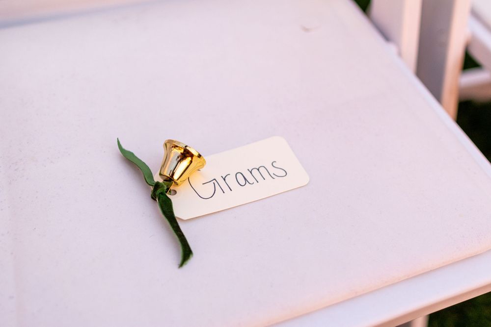 Tiny elopement setup with couple holding hands at Elopement Dallas Arboretum, surrounded by greenery