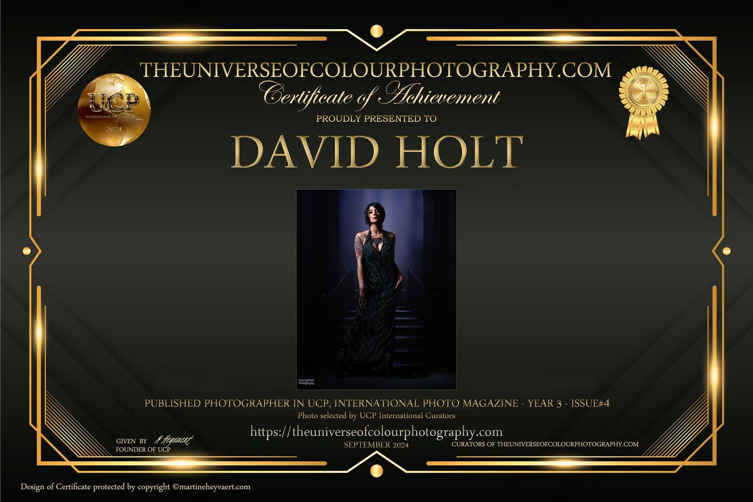 David G Holt Photography - Professional photography banner design featuring portfolio samples and gold details.
