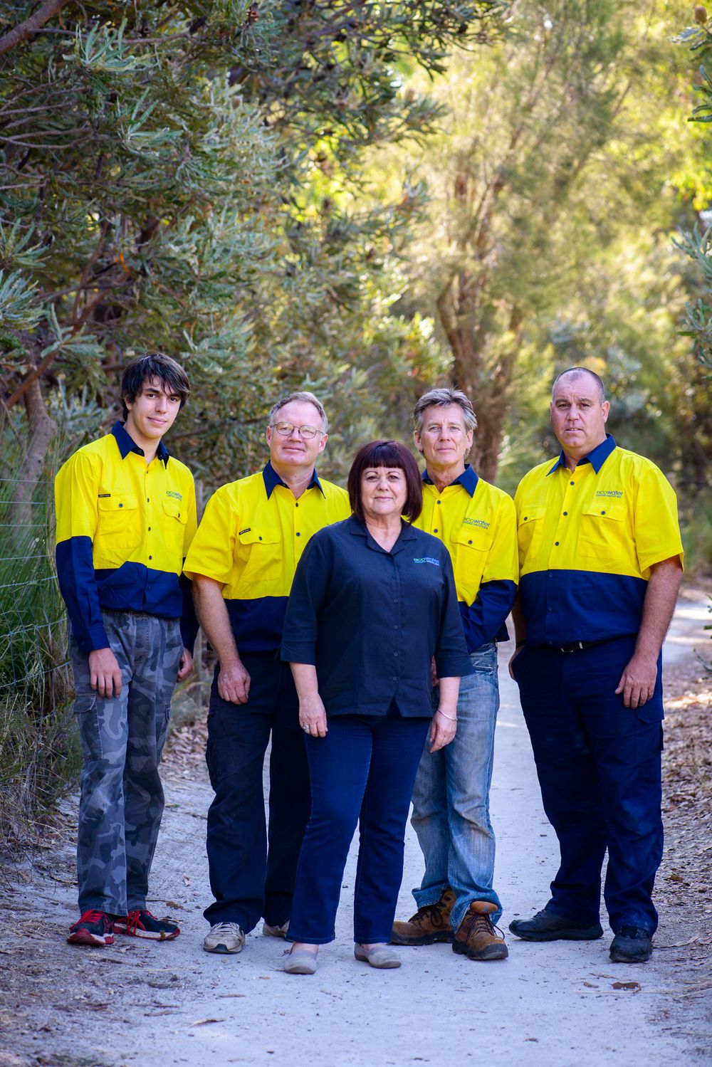 Business branding portrait of a group outdoors