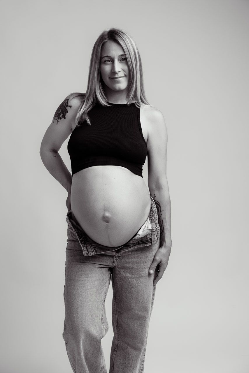 Professional maternity photography session in Warkworth, capturing the beauty of pregnancy