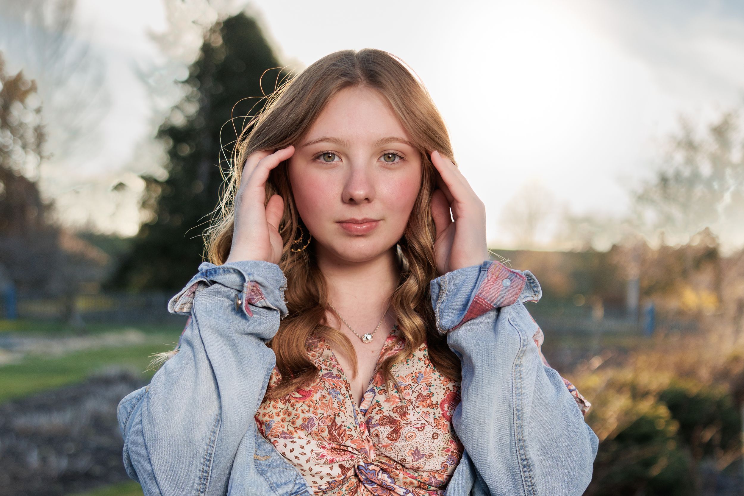 Senior photoshoot in a garden in Zoar, Ohio