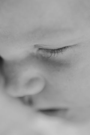 Close up of baby's facial features.