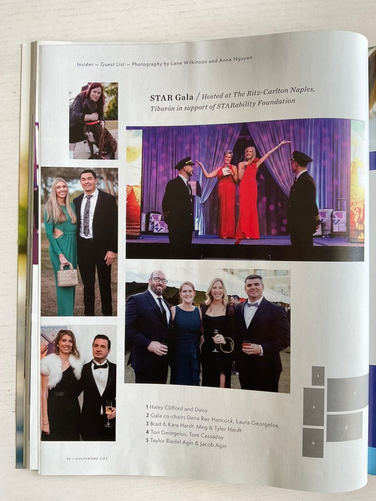 Gulfshore Life magazine spread featuring STAR Gala guests at Ritz-Carlton Naples Tiburon charity event.