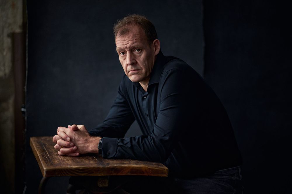 London studio portrait of actor, writer and comedian Justin Edwards