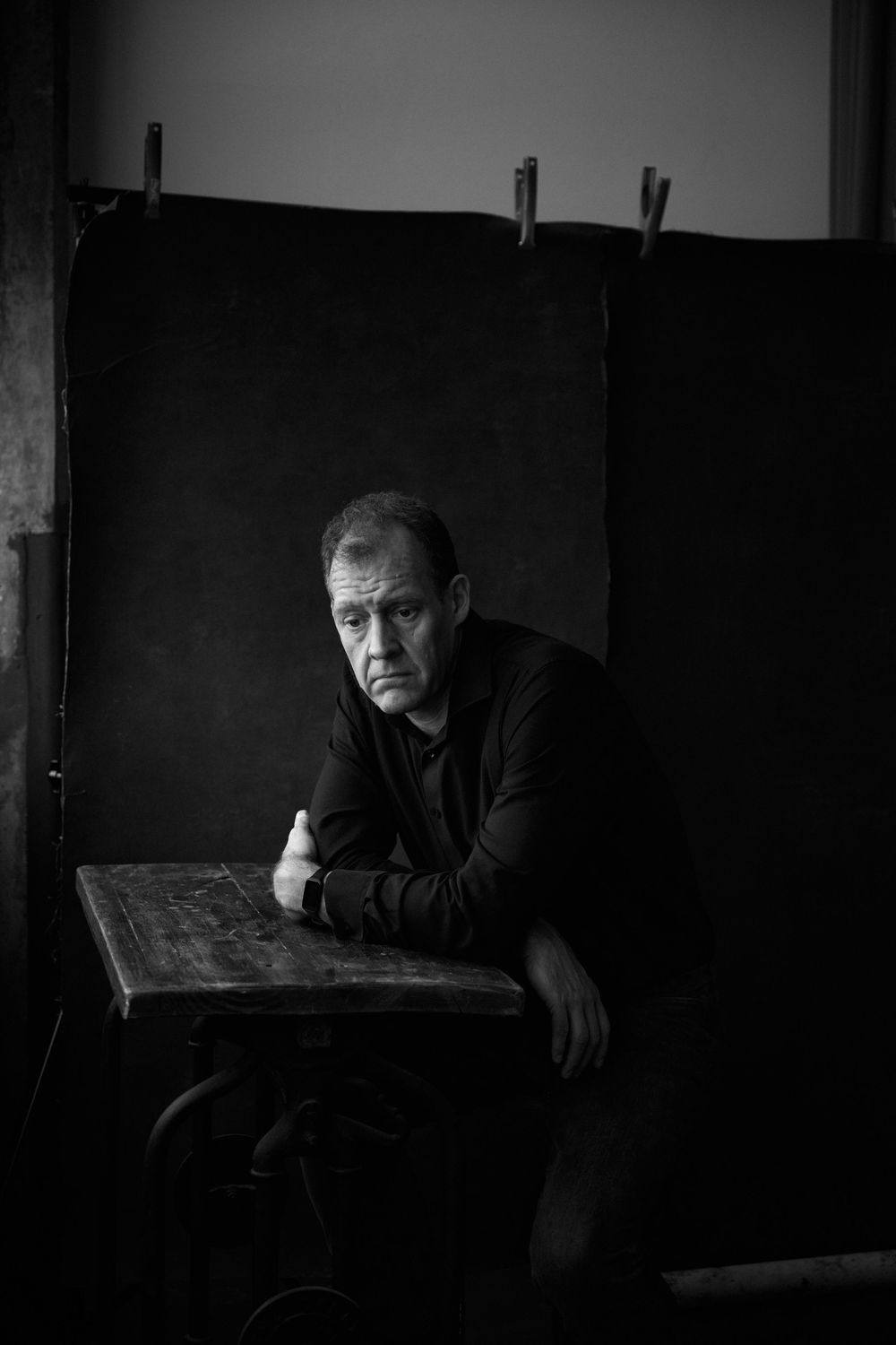 London studio portrait of actor, writer and comedian Justin Edwards