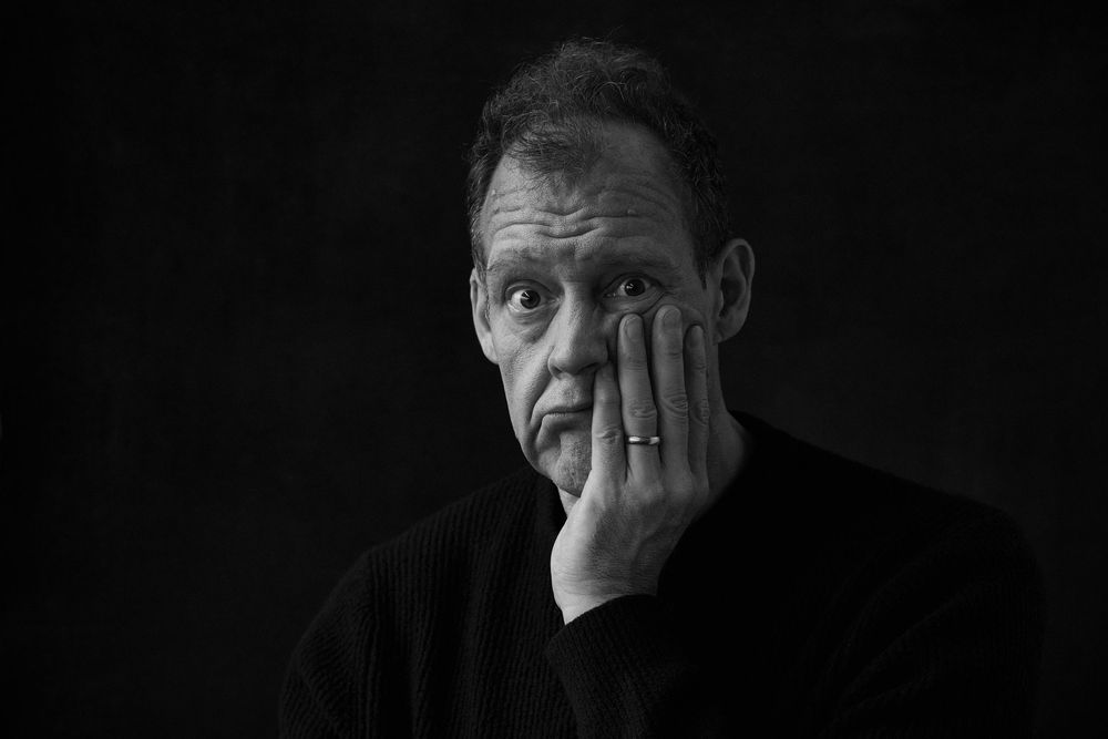 London studio portrait of actor, writer and comedian Justin Edwards