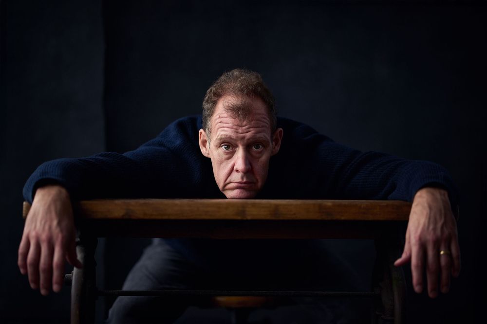 London studio portrait of actor, writer and comedian Justin Edwards