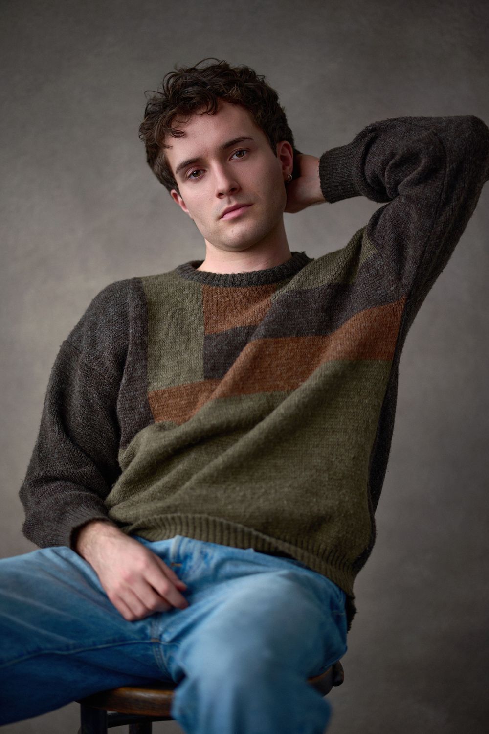 London studio portrait of actor Oliver James Duncan