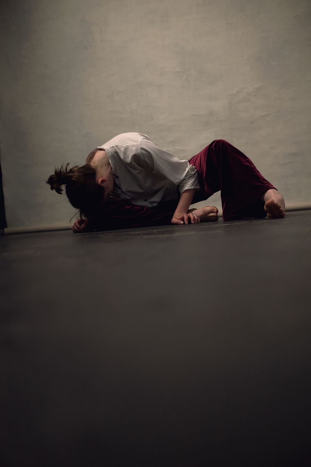 Portrait of contemporary dancer Fernanda Sumray in motion shot in the London studio