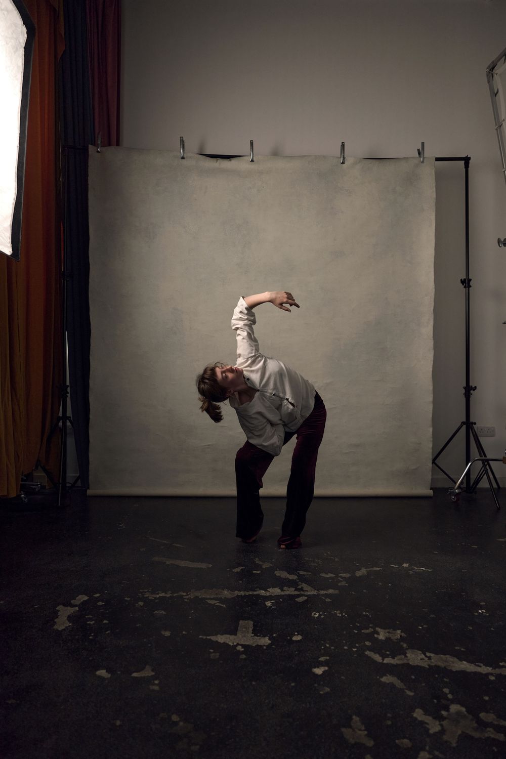 Portrait of contemporary dancer Fernanda Sumray in motion shot in the London studio