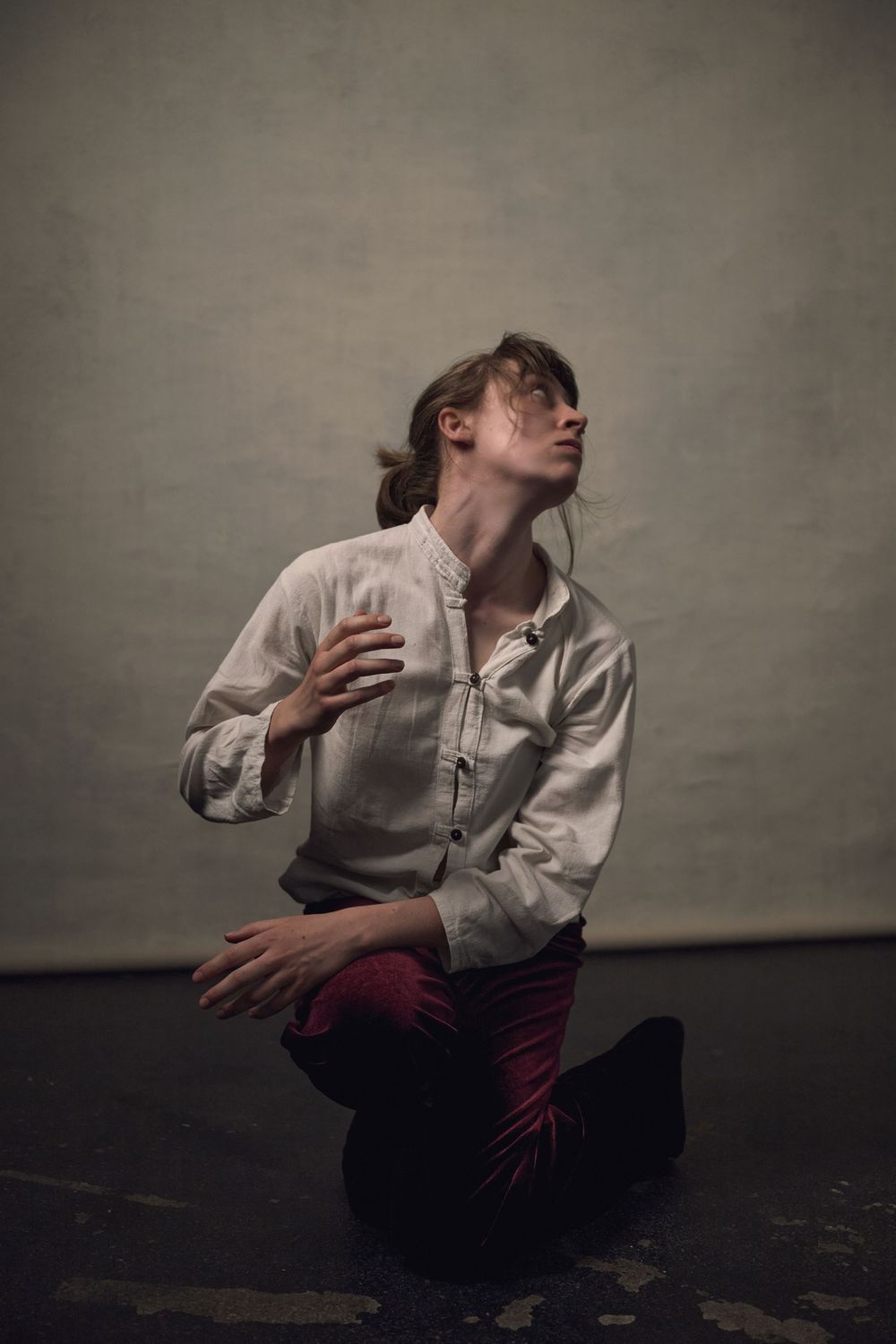 Portrait of contemporary dancer Fernanda Sumray in motion shot in the London studio