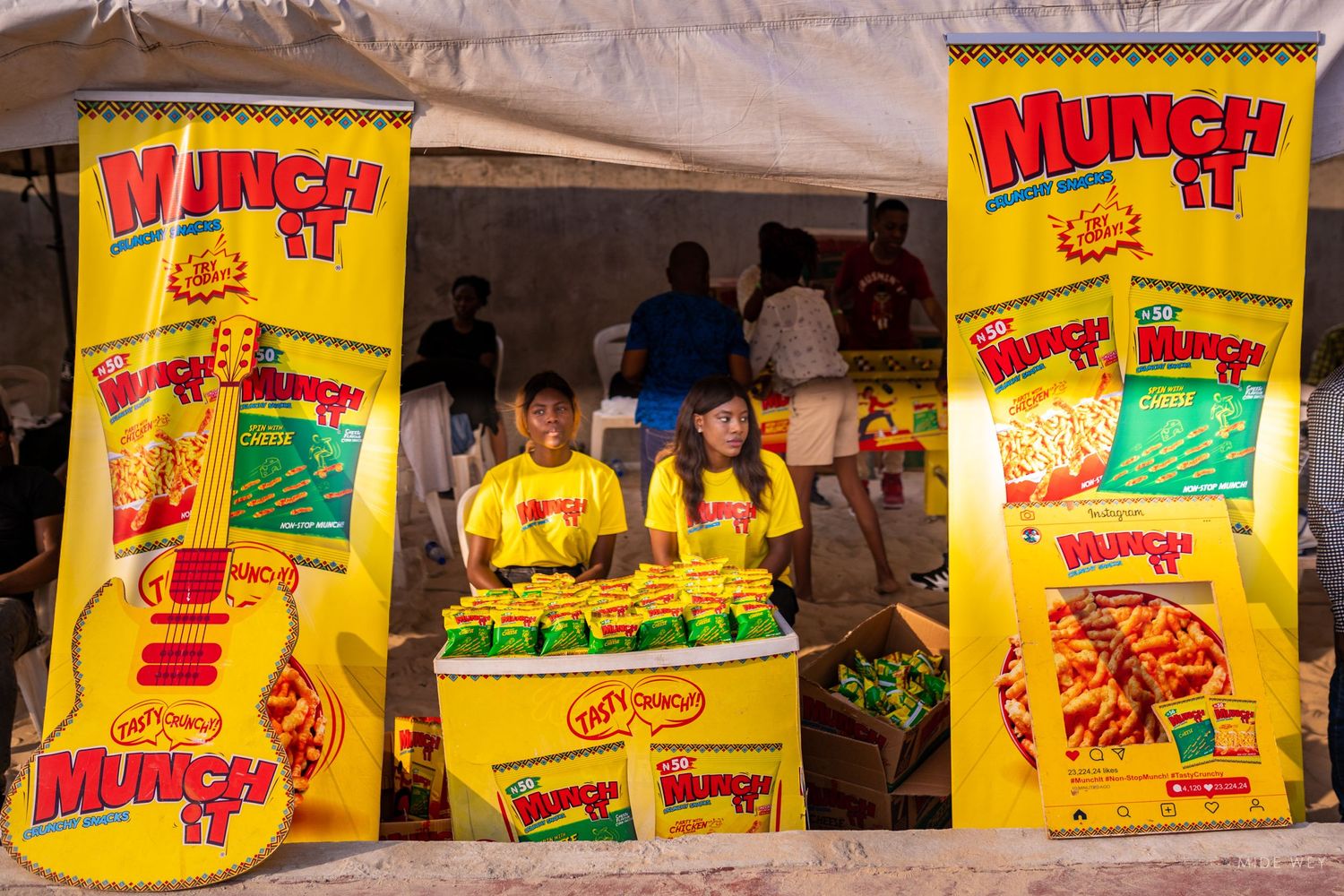 Various colorful vintage snack food packages displayed in a row.