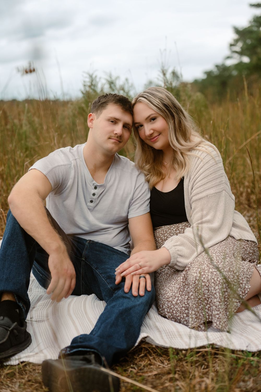 fayetteville north carolina nc fort brag affordable photographer photography cost friendly budget couples grass field engagement elopement