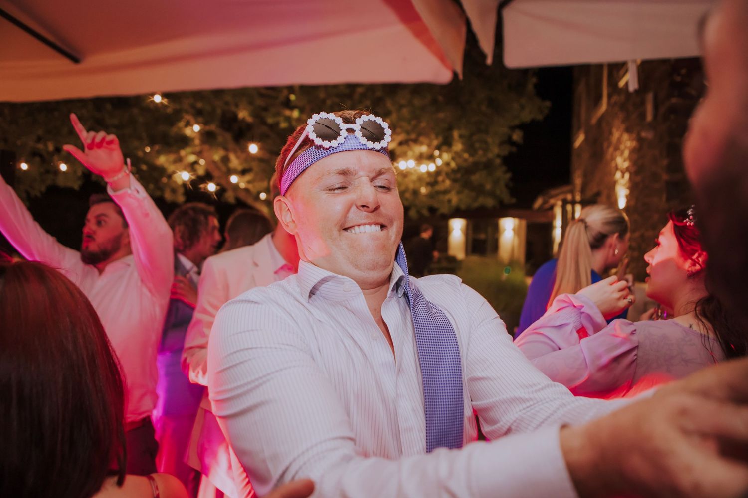 man dancing and having fun at Perugia Vecchia Relais during wedding party