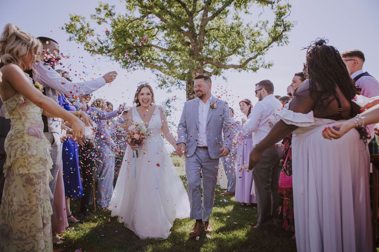 Abbieann and Paul's wedding at Perugia Vecchia Relais, in Umbria, bridal procession pictured by Gianluca e Arianna Wedding Photographers.