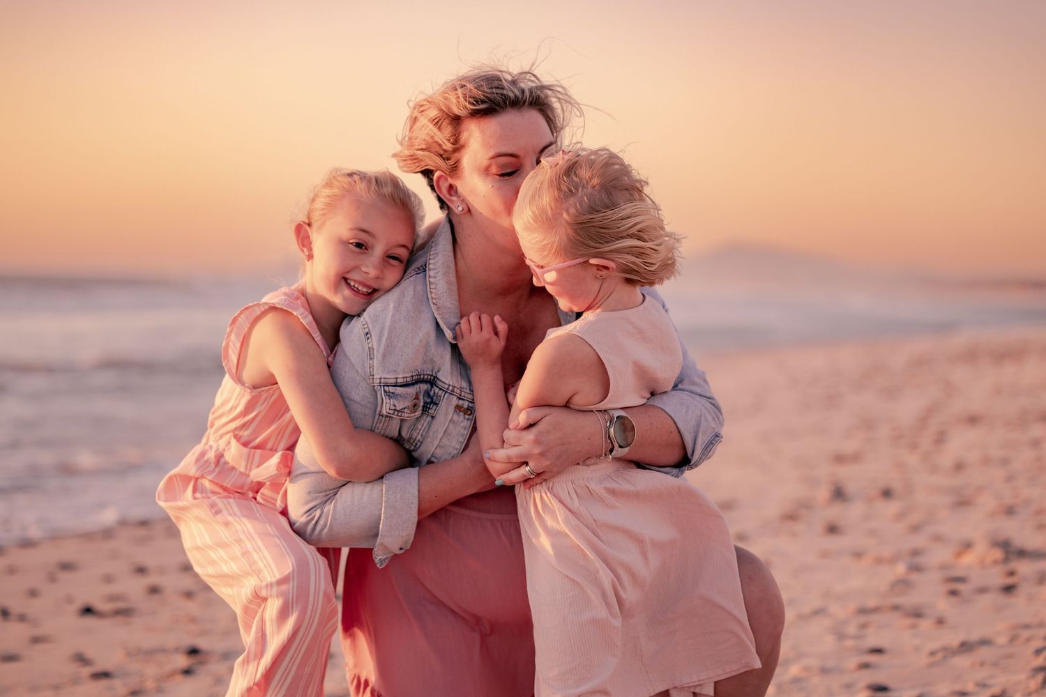 Beautiful sunset maternity photoshoot Cape Town of family on Blouberg beach By Grace Photography Birth photographer