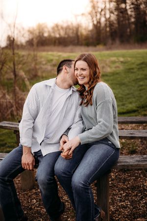 Engagement Photo shoot in the fall woods with L.Ballenger PHotography.